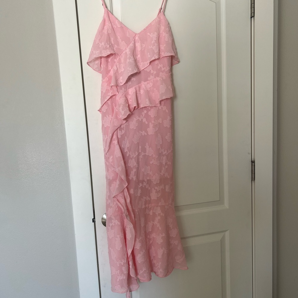 Pink Ruffled Midi Dress - Picture 2 of 7